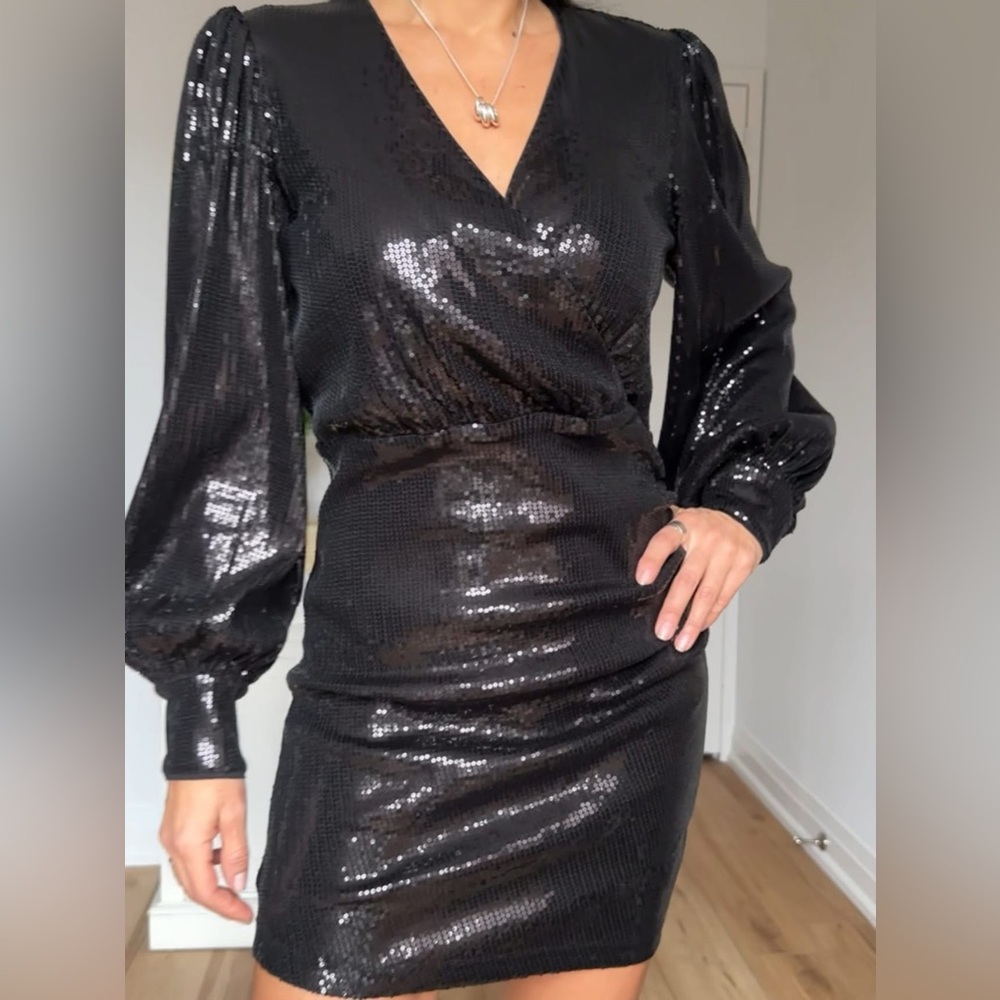 Dynamite Ruby Sequin Wrap Dress